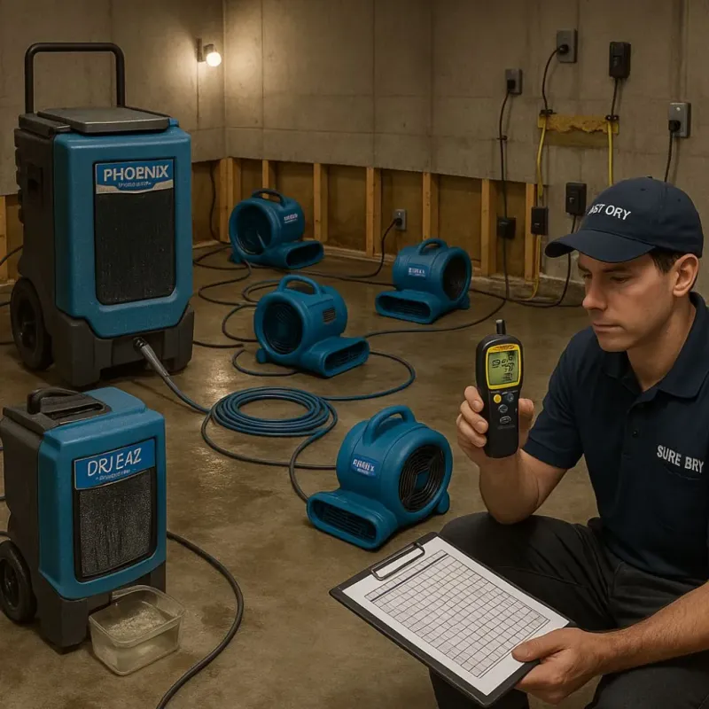 Structural Drying and Dehumidification process in Louisburg, KS